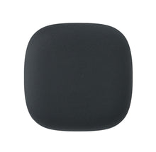 Dark grey square smoke alarm with rounded edges. It has a fabric covering to give it a smooth, sleek and stylish appearance.